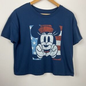 Old Navy Disney Minnie Mouse American Flag Graphic Cropped T-Shirt Tee M
